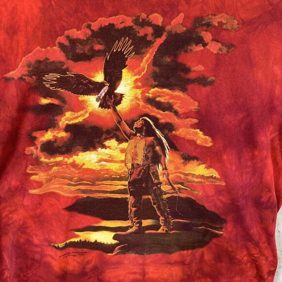 Vintage 1996 Tennessee River Gold Native American Eagle Graphics Single Stitch - Picture 4 of 14